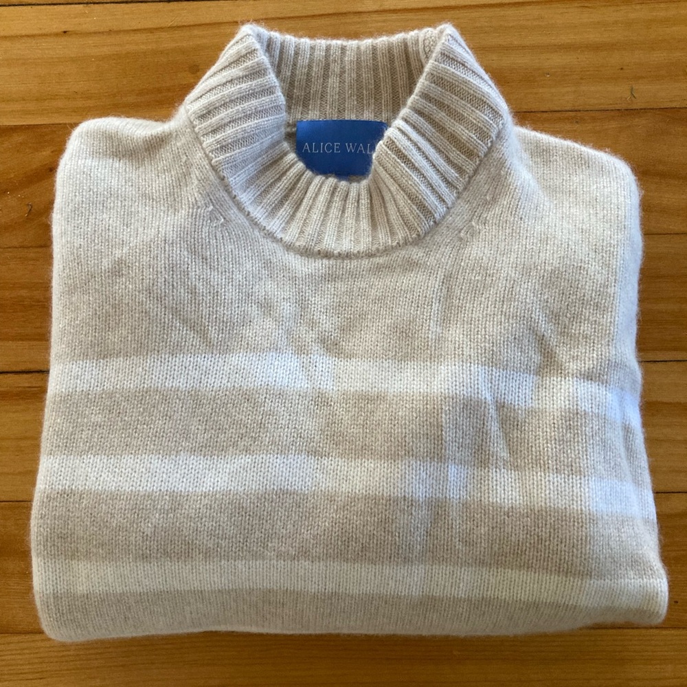 Alice Walk Cashmere Crewneck Oatmeal/White Stripe XS